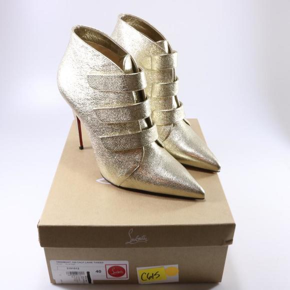 100mm Platine Gold Velcro Strappy Lame Triniboot Metallic Boot c615 - Picture 3 of 11